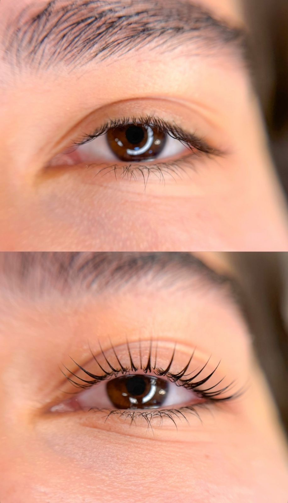 Antes e depois de Lash Lifting, trabalho executado pela Joyce Alencar